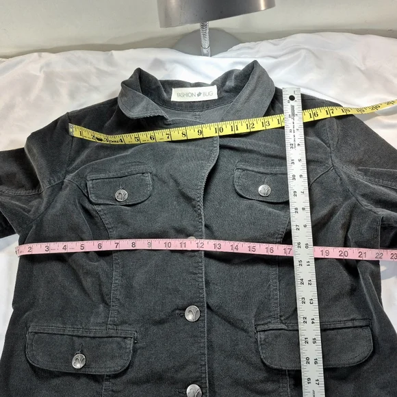 Vintage Fashion Bug Grey Corduroy Button Up Jacket Woman's Size 20W - Picture 6 of 12